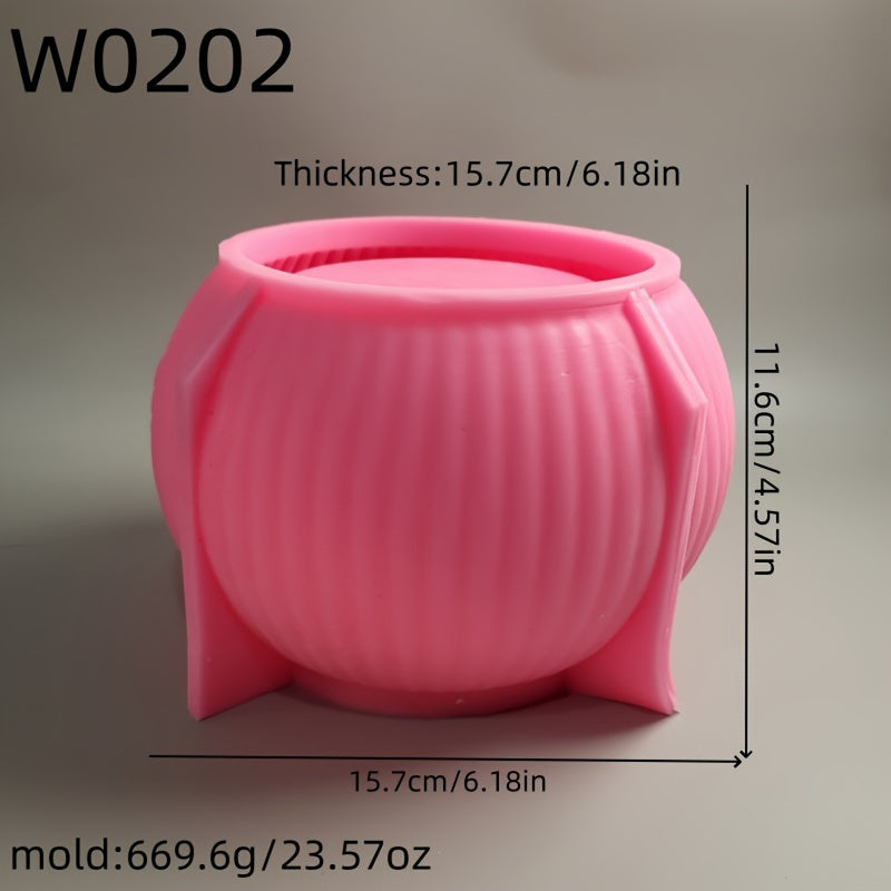 Silicone Mold for DIY Candle Holders and Storage Boxes Durable Striped Design for Concrete Gypsum Resin Crafts