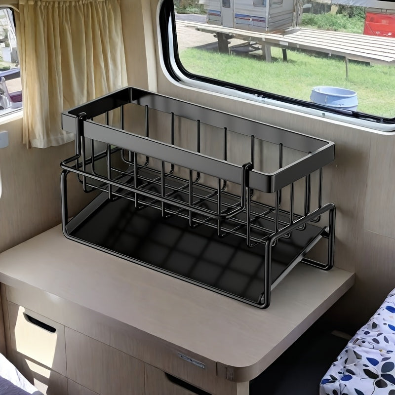 Sink Caddy with Drain Rack and Dishcloth Holder for Kitchen Counter