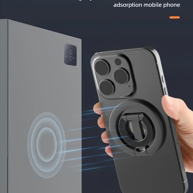 Folding Phone Stand with 360° Rotation and Magnetic Ring Holder for Mobile Support