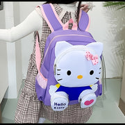 Women's Nylon Hello Kitty Backpack Large Capacity Casual School Outdoor Pink Purple