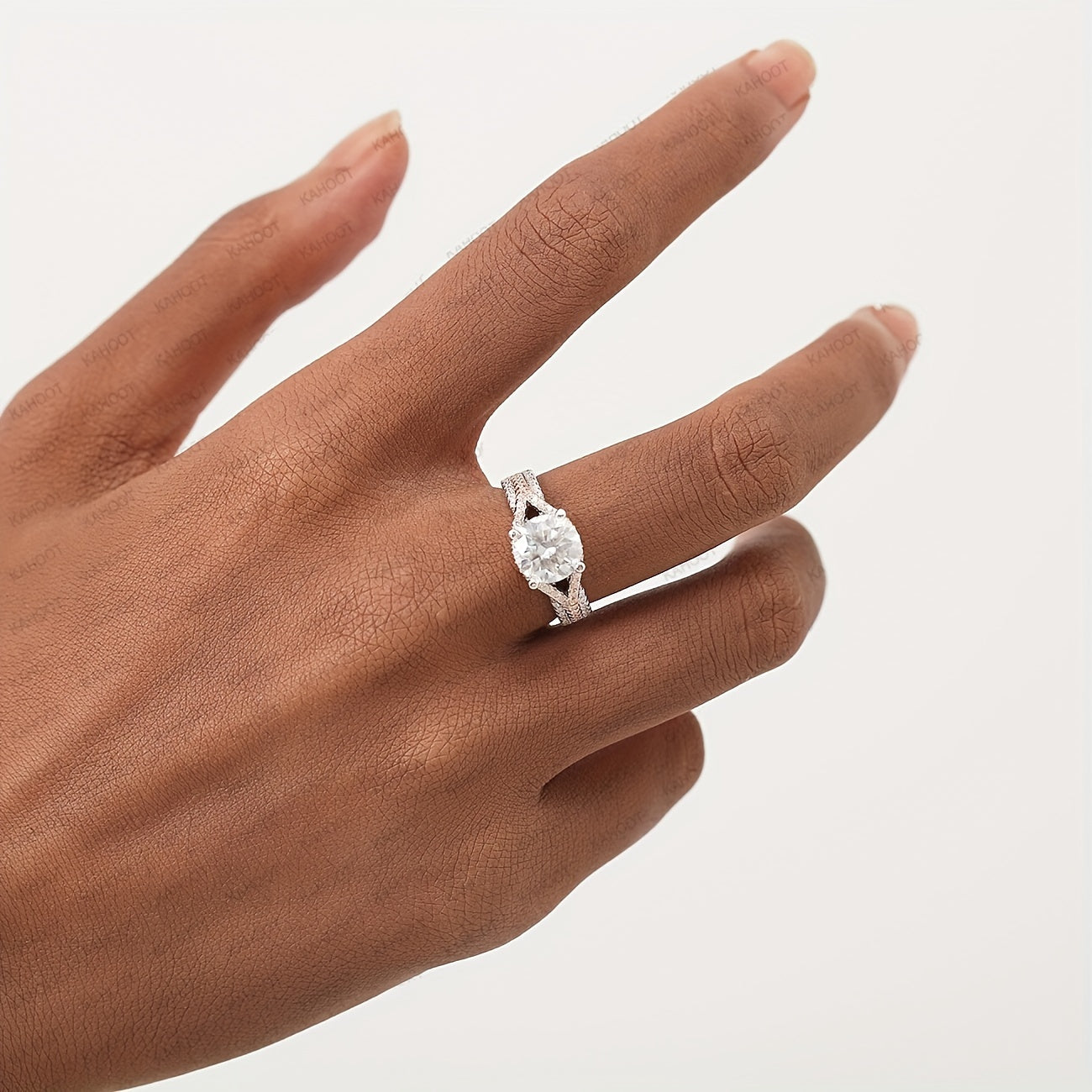 Sterling Silver 2 Carat Moissanite Ring Dual Color Engagement Wedding Jewelry