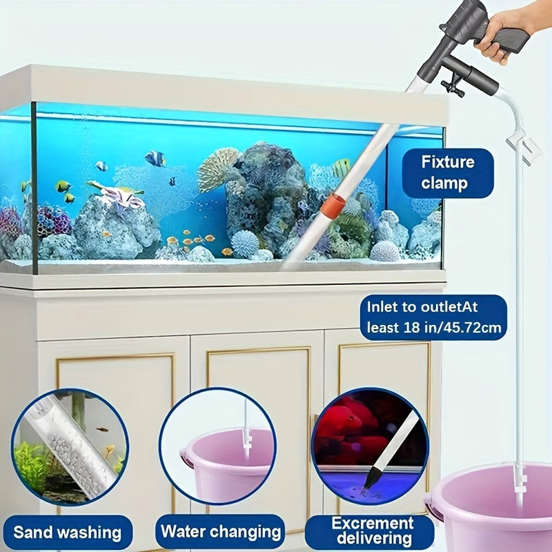 Aquarium Gravel Vacuum Cleaner with Adjustable Water Flow and Air Push Button