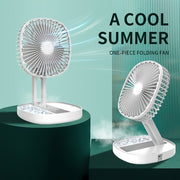 Portable Foldable Desk Fan with Rechargeable Battery, Spray Function, and Adjustable Speeds