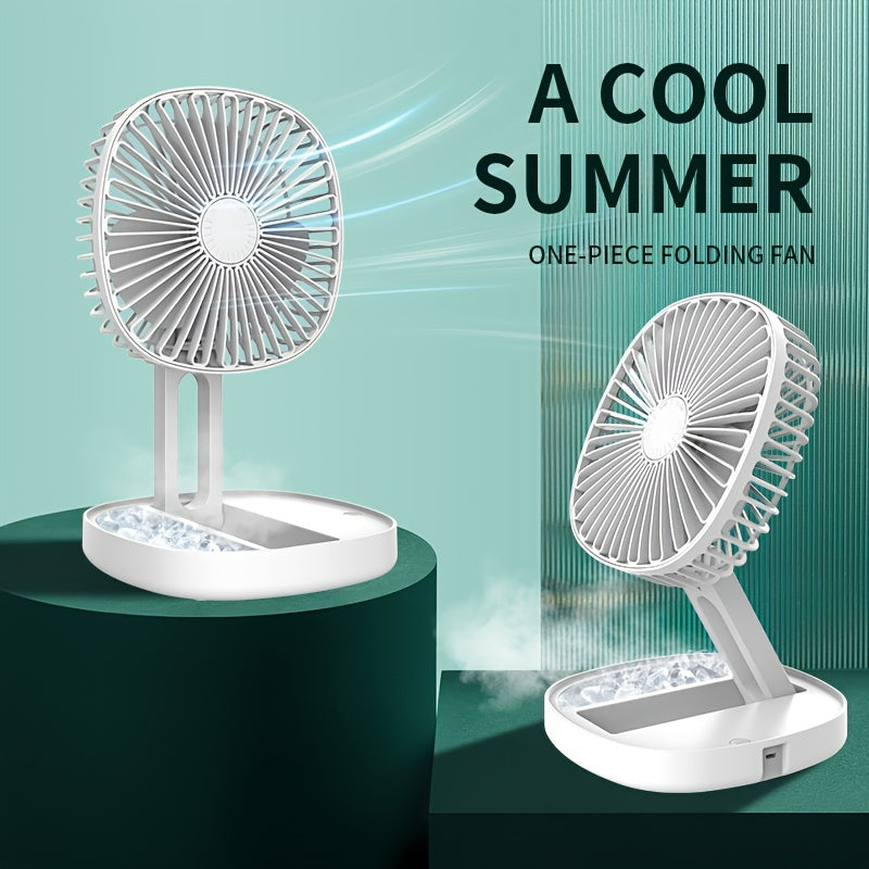 Portable Foldable Desk Fan with Rechargeable Battery, Spray Function, and Adjustable Speeds