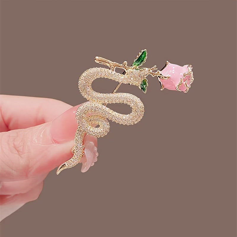 Rose Bouquet Brooch with Rhinestone Detailing for Sweaters and Suits