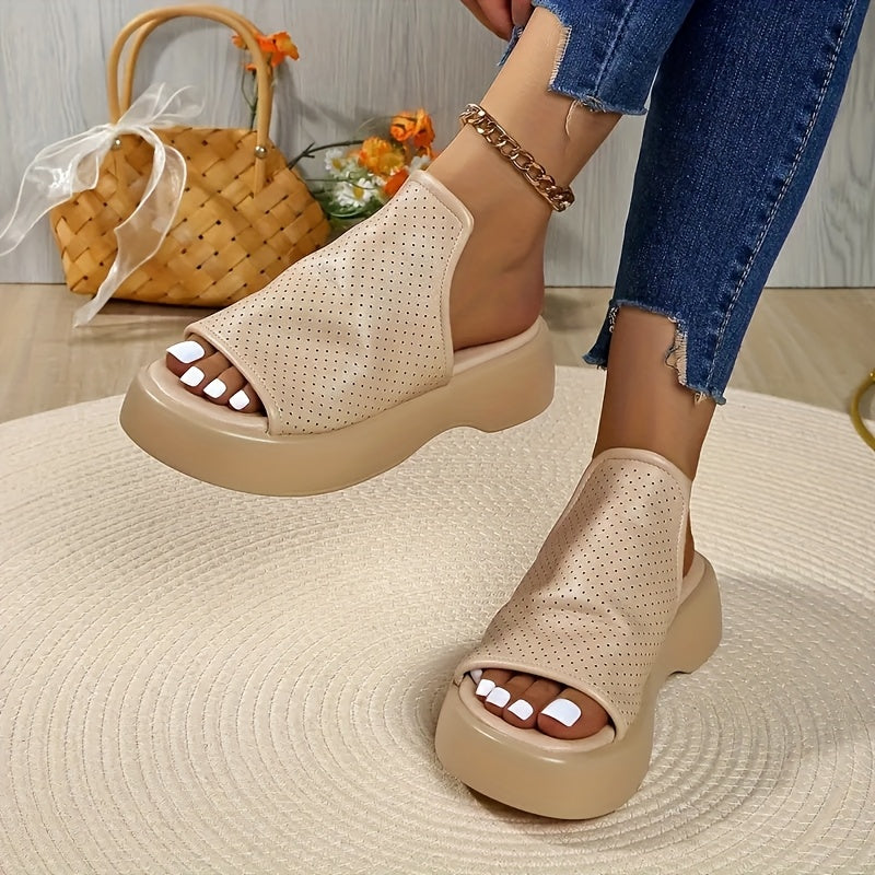 Women's Open-Toe Sandals Synthetic Upper Mid Heel Casual Black Brown