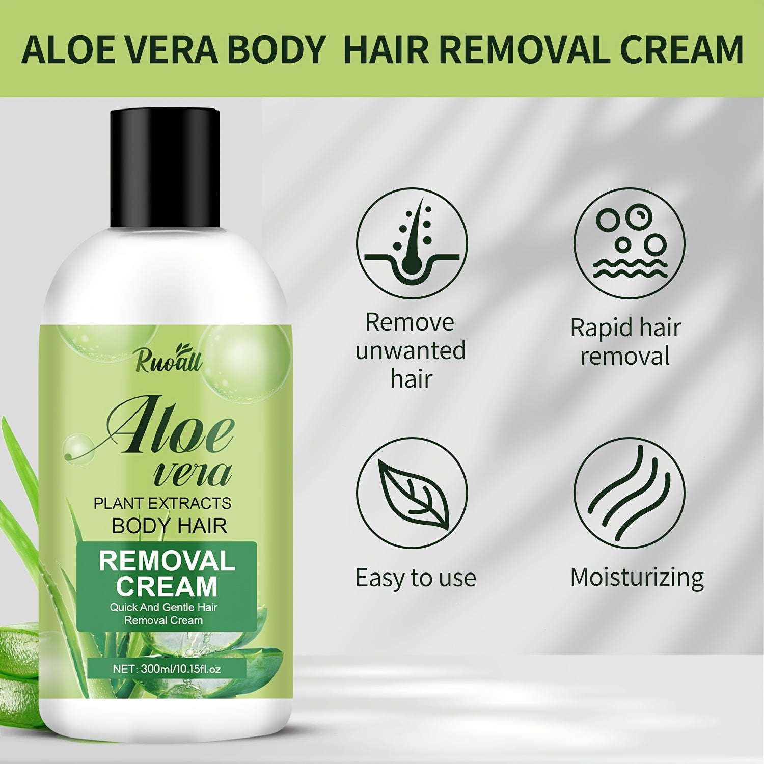 Women's Aloe Vera Hair Removal Cream 300ml with Scraper Moisturizing