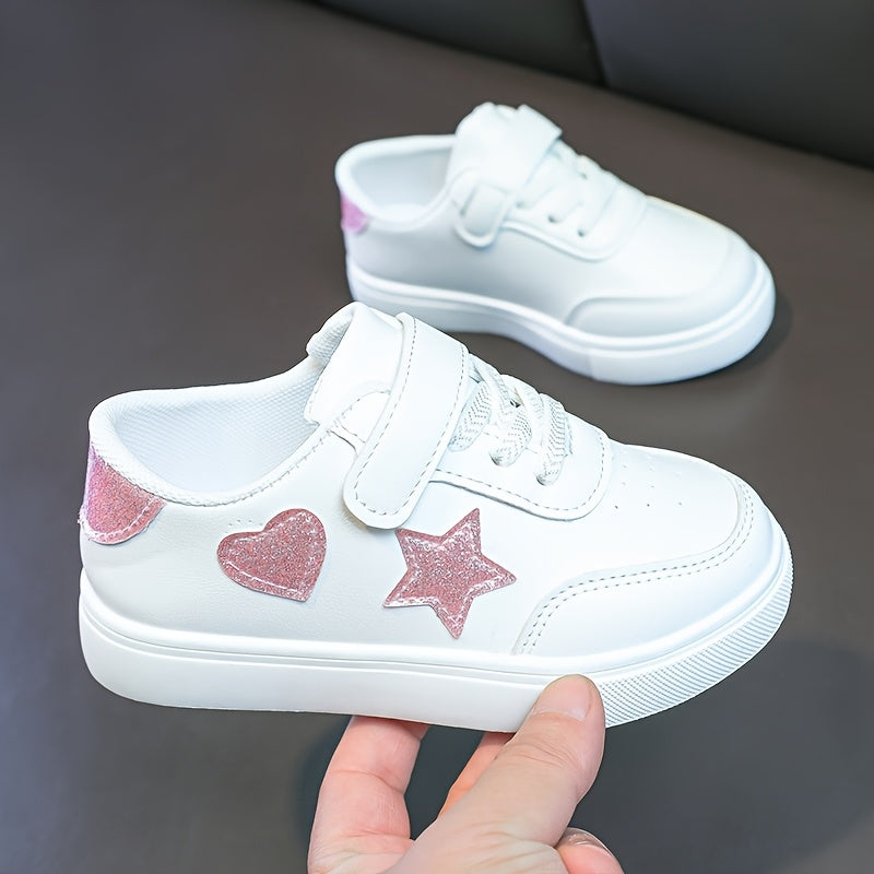 Kids Girls Boys Sneakers with Heart and Star Designs Lightweight Comfortable Year-Round Wear