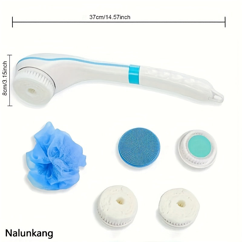 Electric Body Brush with 6 Intensity Levels 5 Heads Long Handle USB Rechargeable