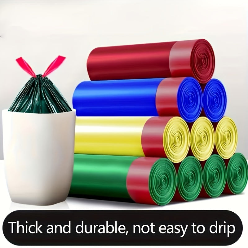 Thick Durable Garbage Bags with Self-Sealing Closure, Vibrant Colors, Household Waste Bags