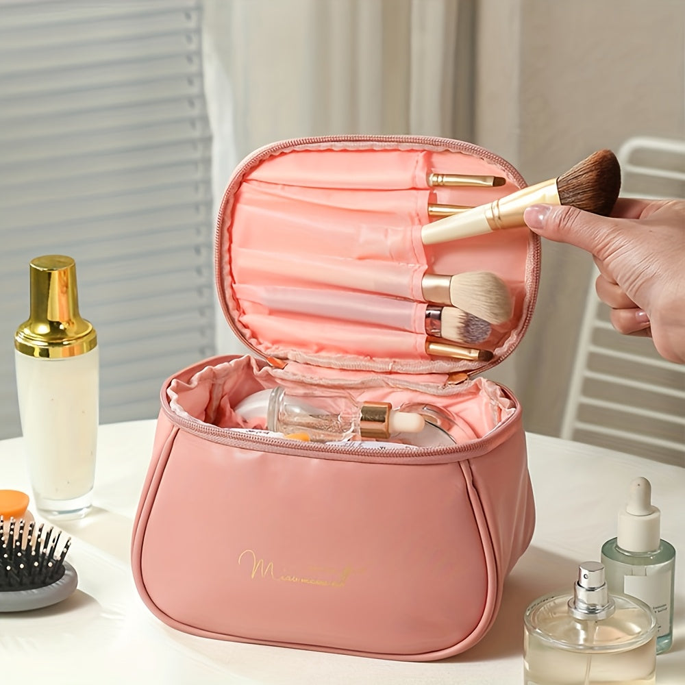 Large Candy-Themed Water-Resistant Makeup Bag with Zipper and Top Handle