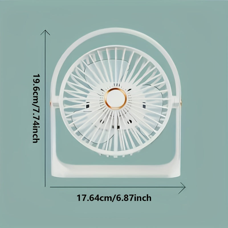 6-Inch USB Rechargeable LED Fan with Night Light, Portable Desk Fan