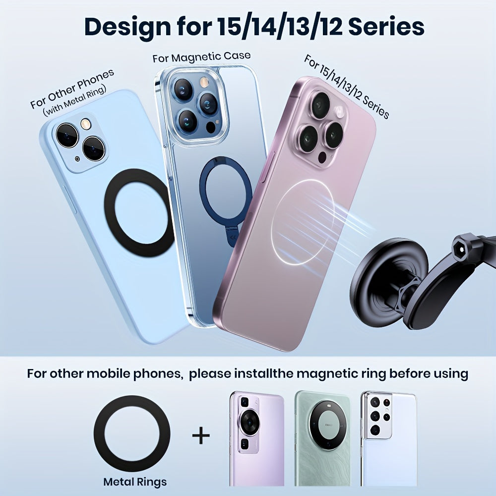 Magnetic Car Phone Mount Adjustable Horizontal Vertical Single Hand Holder for iPhone