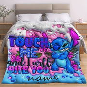 Reversible Fleece Blanket with Custom Name Print Anime Style Mixed Colors for All Seasons