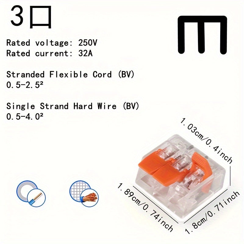 30pcs Transparent Wire Connectors Kit Quick Connect Lever Nut Reusable Electrical Terms