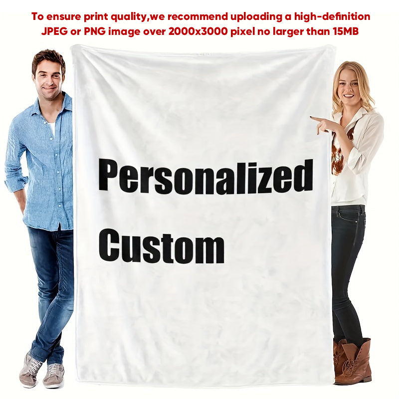 Personalizable Photo Blanket with Digital Print Modern Design for Weddings Birthdays Christmas Valentine