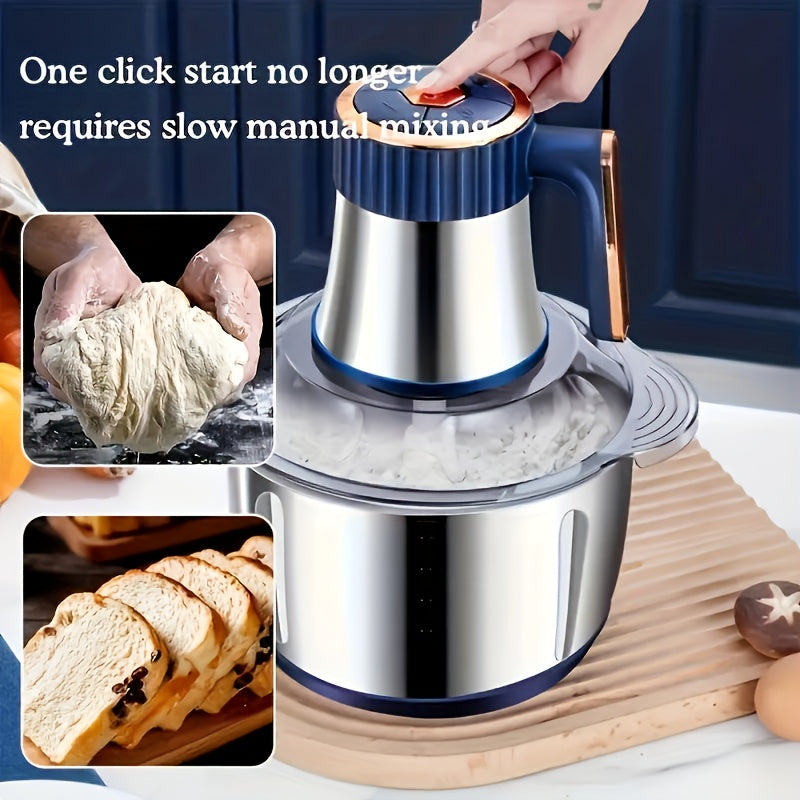 5L Stainless Steel Food Processor with 6 Knife System Fast Meat Grinder Vegetable Chopper 5 Speeds