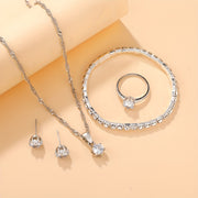 Women's Jewelry Set 5 Pieces Necklace Bracelet Earrings Ring Daily Wear Gift Festival