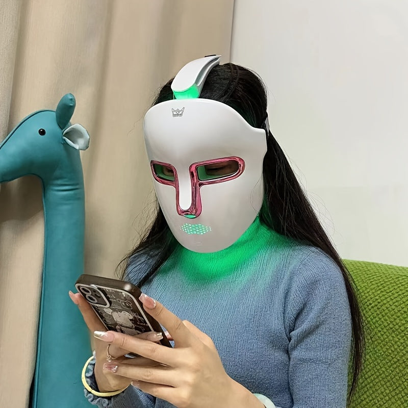 7-Color Light Face Mask for Skincare Facial and Neck Treatment Rechargeable LED Therapy