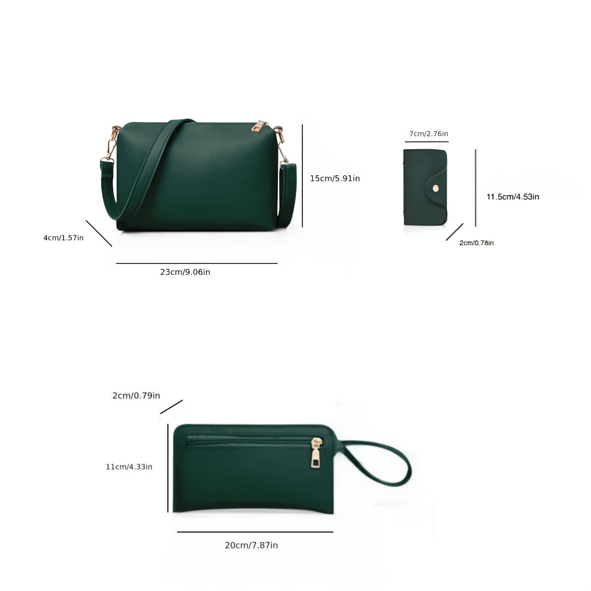 Yagona yelka kesilgan sumka moda to'rt dona to'plami.