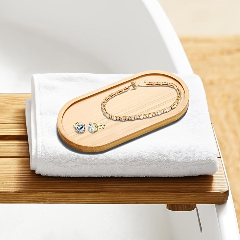 Bamboo Bathroom Organization Tray for Glass Bottles Candles and Decor