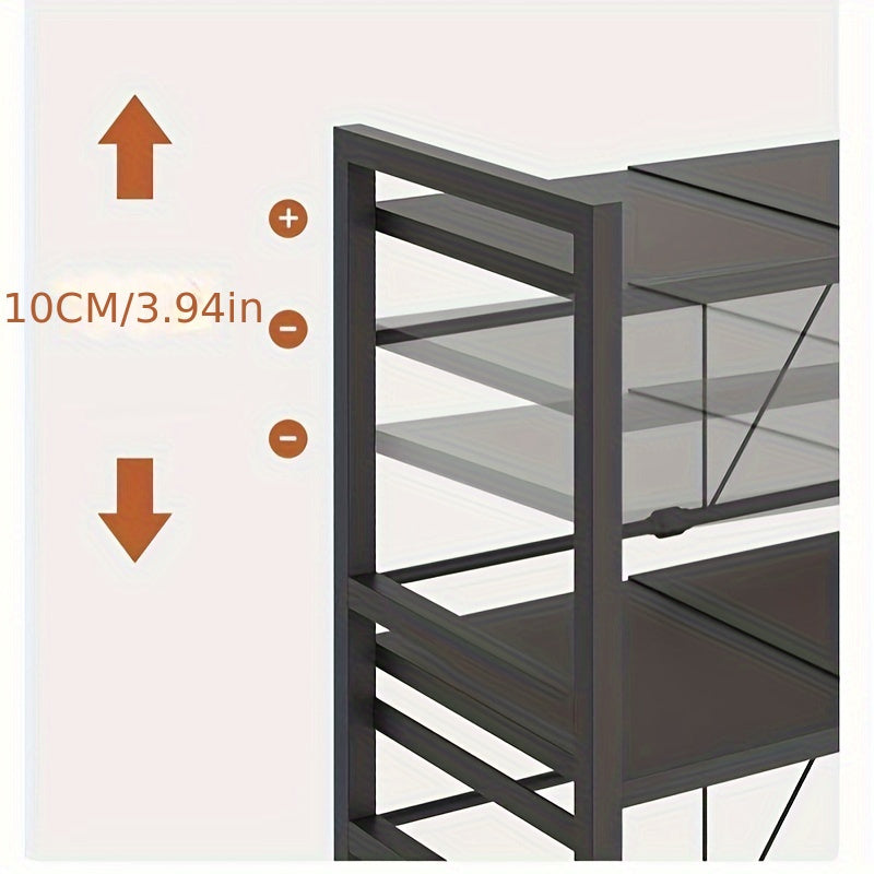 Estante expandible para horno microondas negro con estante de cocina y ganchos