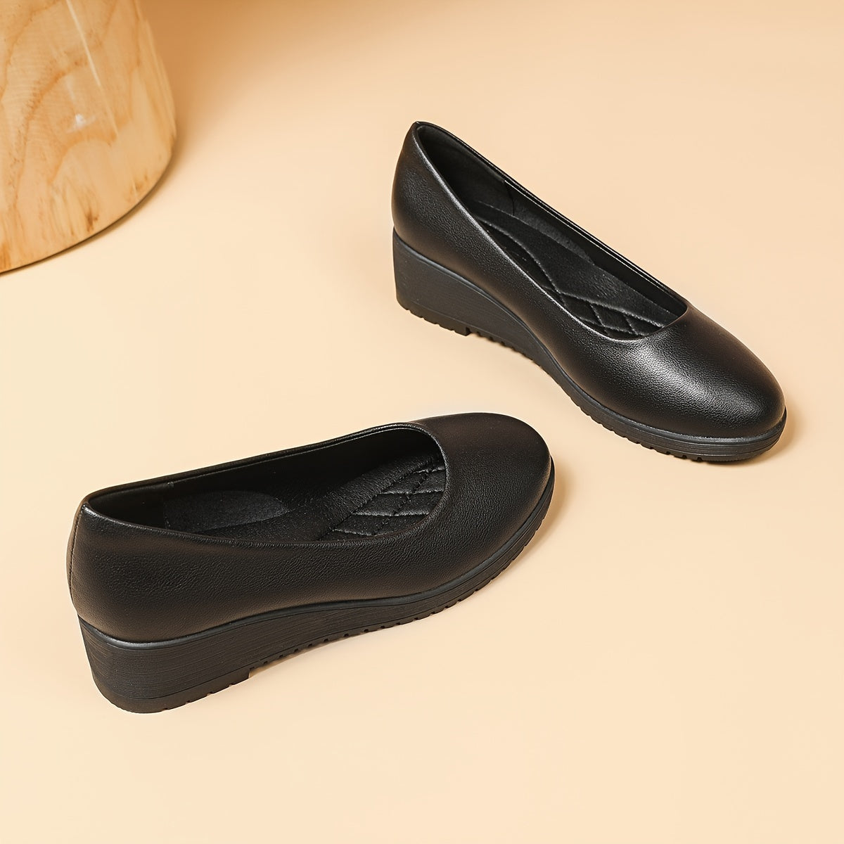 Женские туфли-лодочки на танкетке черные Mary Jane с нескользящей подошвой и комфортной посадкой