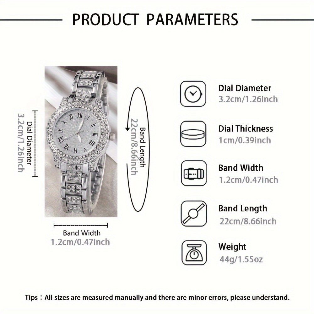 Men's Quartz Watch Set with Round Dial and Square Pendant Accessories