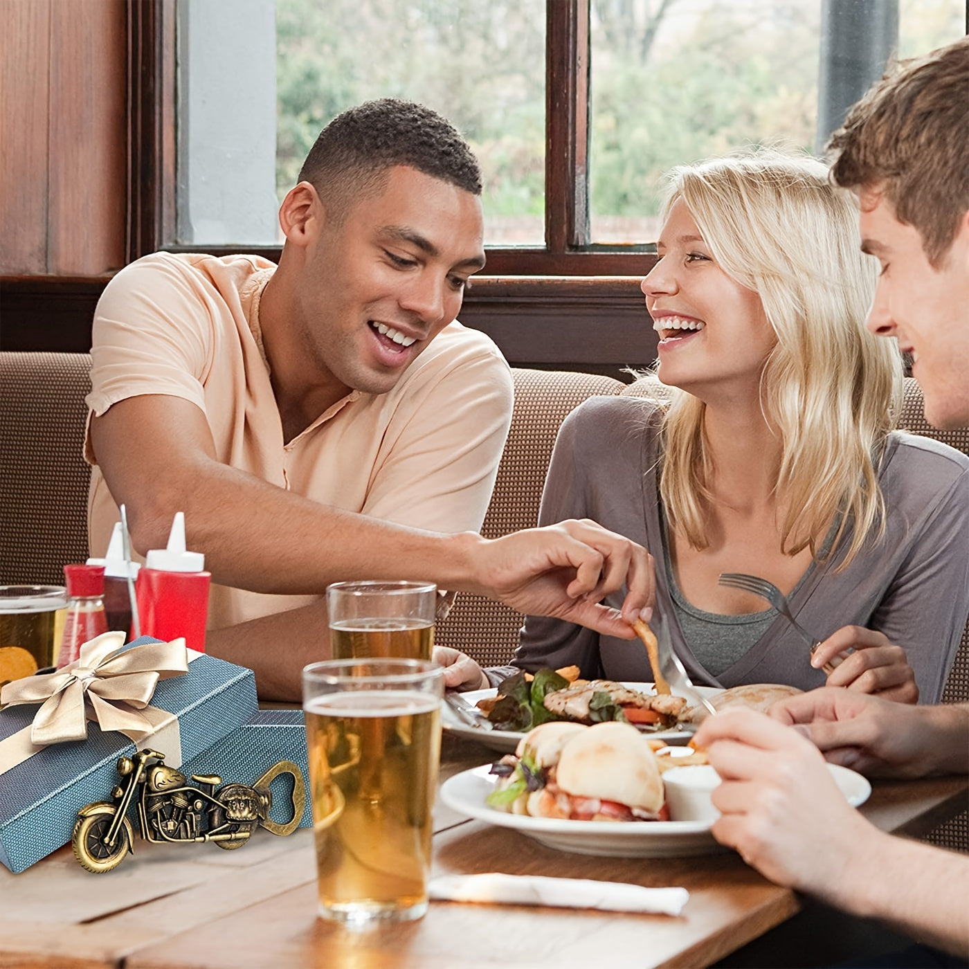 Golden Motorcycle Bottle Opener for Beer Lovers Men 5x2 Inches