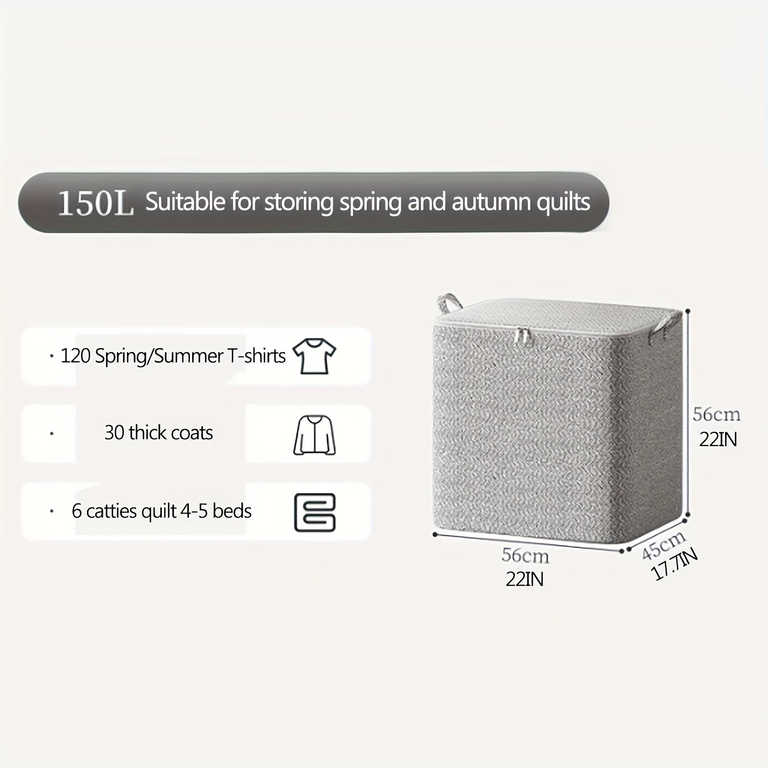 Extra Large Storage Bag with Zipper for Clothes Toys and Quilts Durable Washable