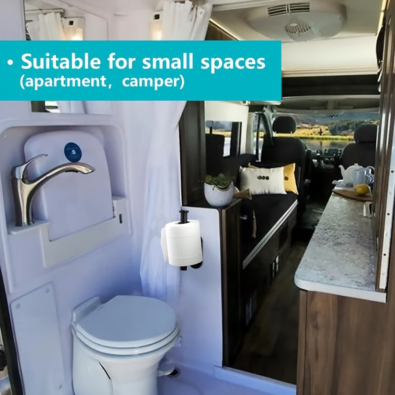 Black Stainless Steel No-Drill Toilet Paper Holder for Bathroom Kitchen