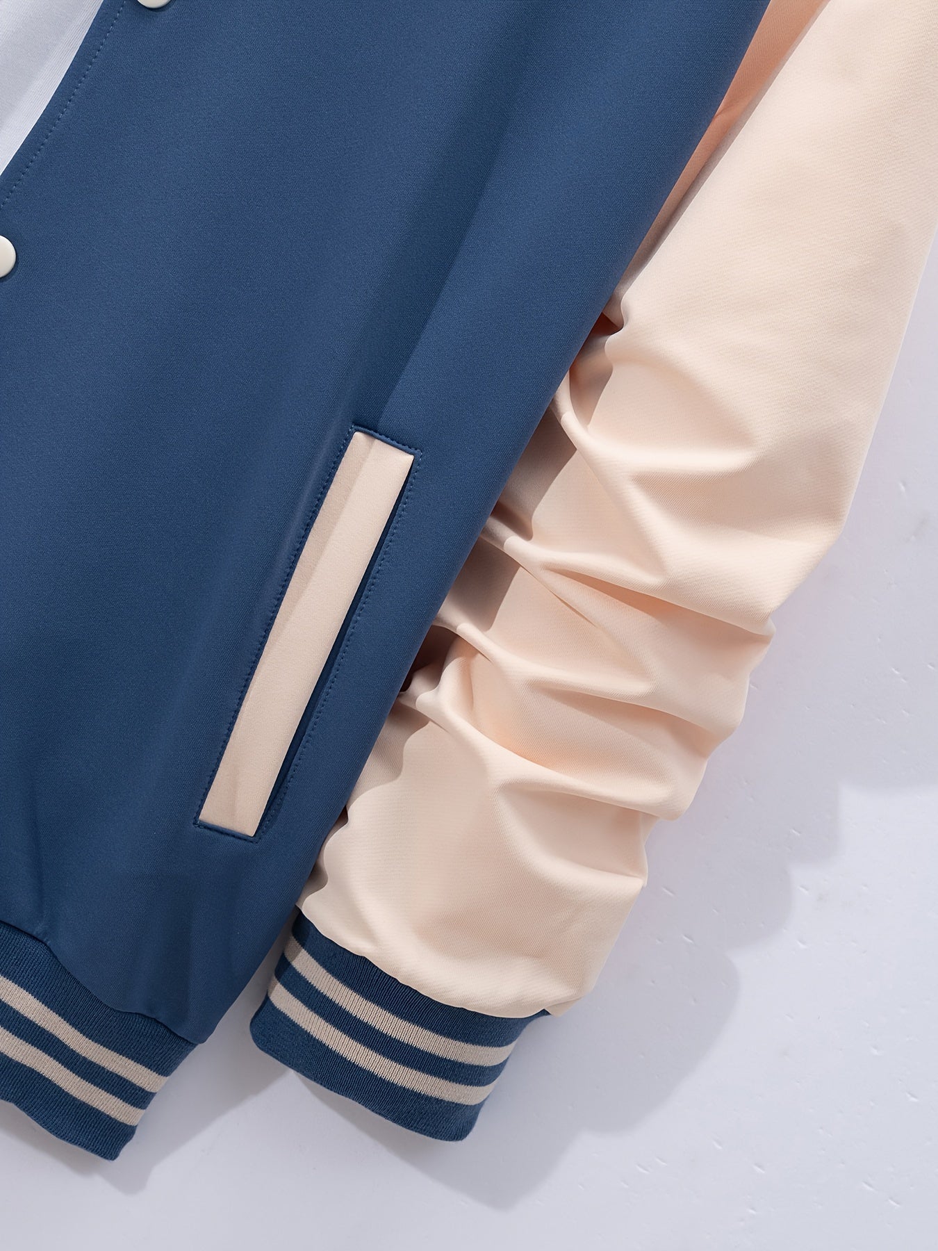 Men's Polyester Color Block Casual Baseball Collar Jacket and Sweatpants Set for Spring Fall