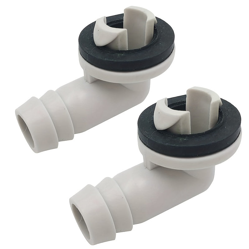 2 Pieces Plastic Air Conditioner Drain Hose Elbow Fittings with Rubber Rings