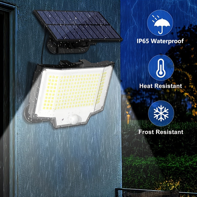 Solar Powered Outdoor Wall Light with Motion Sensor 200 LEDs Remote Control Security Floodlight