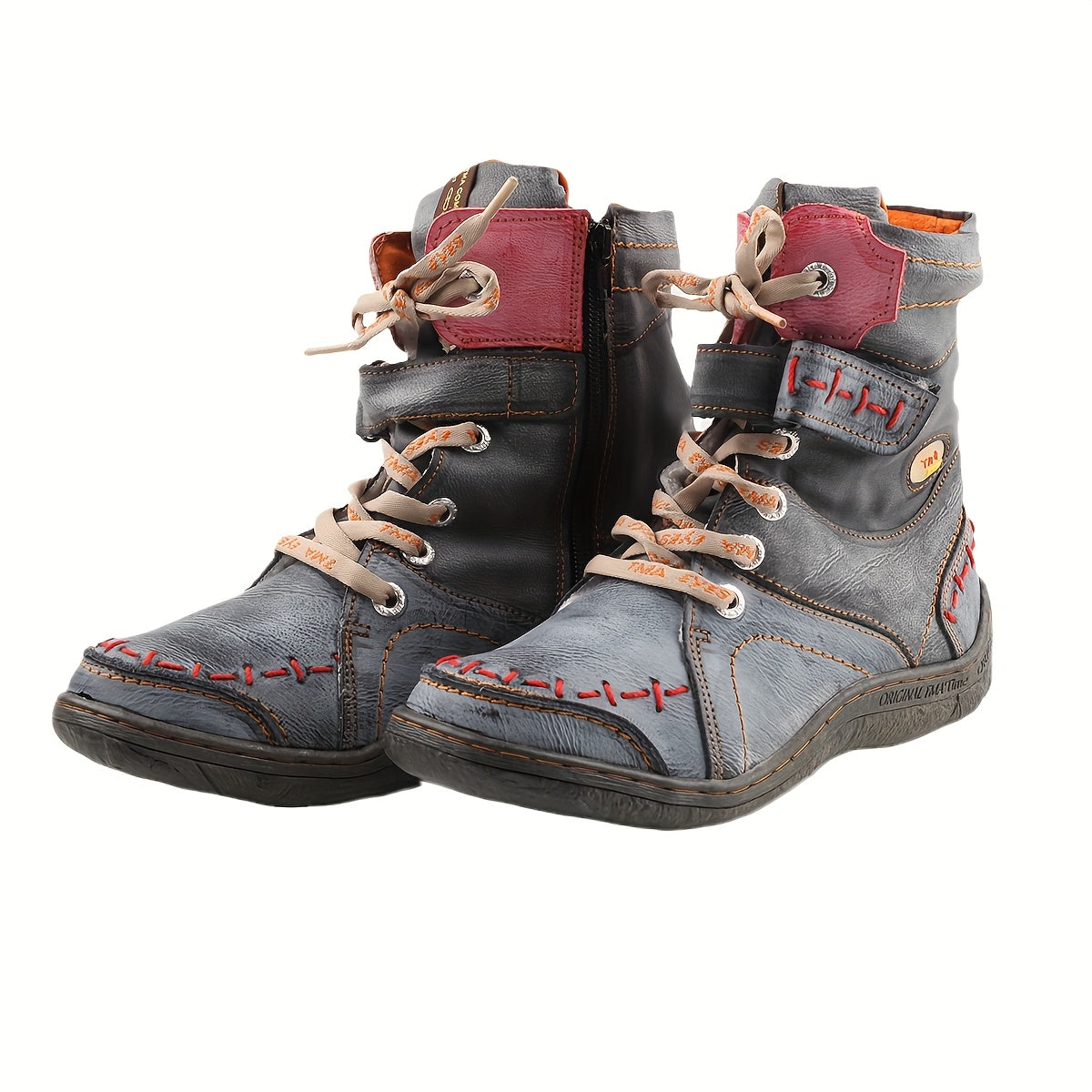 Women's Ankle Boots Lace-Up Winter Shoes Cow Leather Microfiber Sole