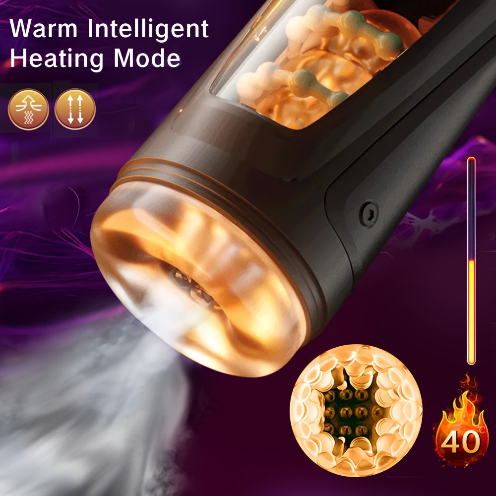 Erkaklar uchun TPE teksturali tunnel vibratsiyali kattalar o'yinchoqi, 9 ta rejim va 2 ta isitish darajasi bilan