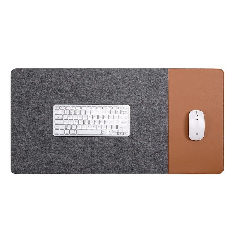 Large Gaming Mouse Pad with Anti-Slip Felt Faux Leather Wrist Support for E-Sports Office Use