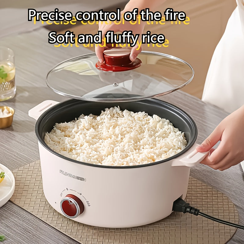 Multi-functional electric cooking pot with glass lid non-stick adjustable heat three-level fire anti-scald exterior wide diameter tall body for home cooking