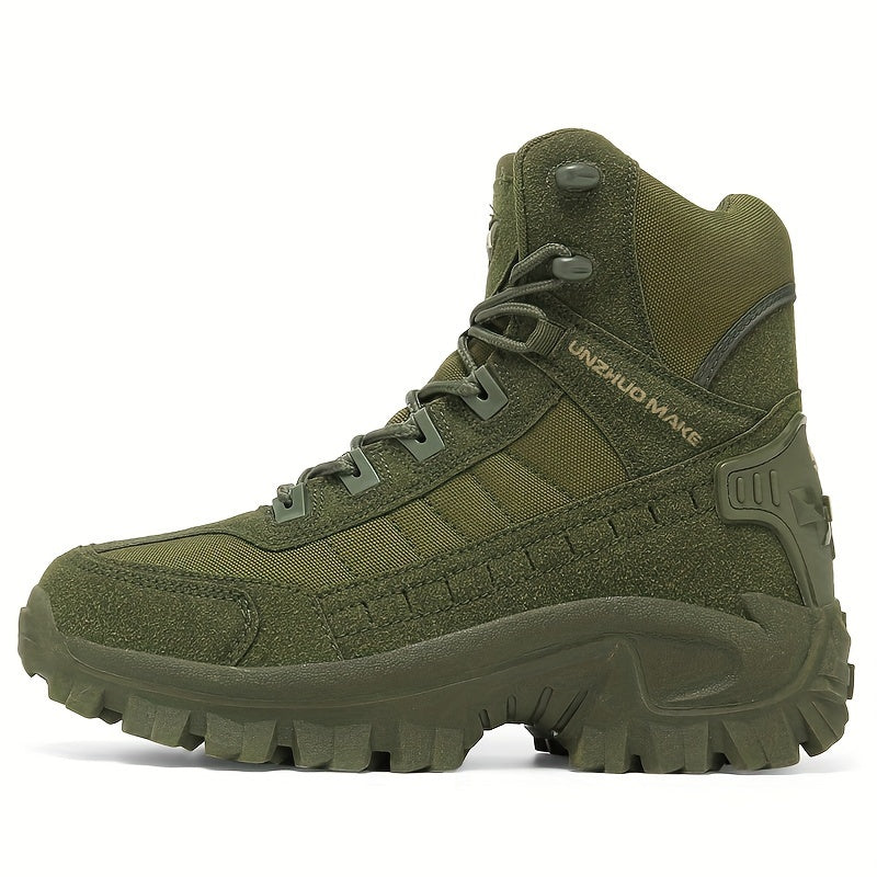 Men's High-Top Hiking Boots Durable Non-Slip Lace-Up Outdoor Sports All-Season