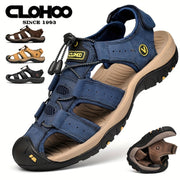Men's Cowhide Leather Sandals with Thick Rubber Sole Casual Outdoor