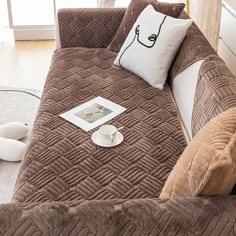 Velvet Sofa Cover Non-Slip Soft Cozy Machine Washable for Home Decor