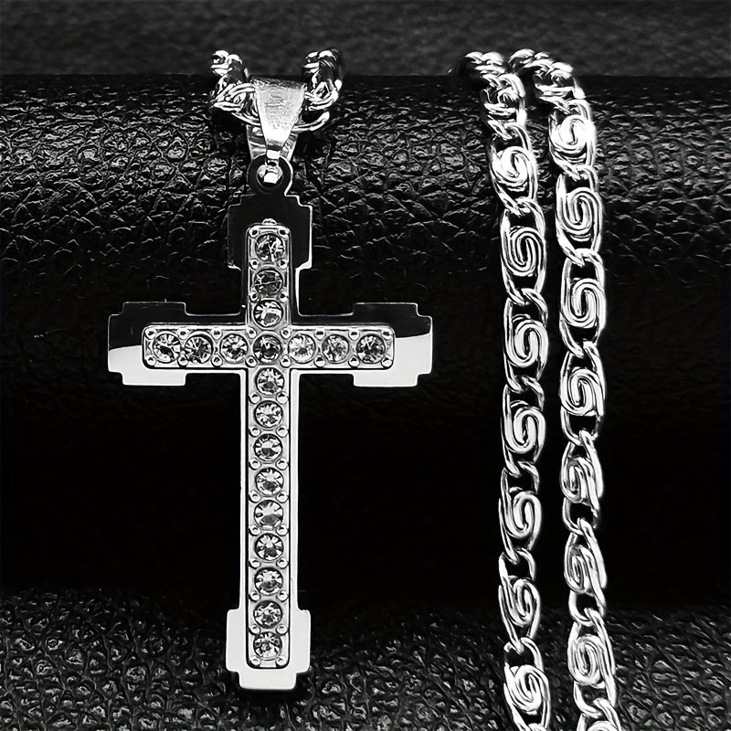 Stainless Steel Cross Necklace for Men Women Elegant Jewelry Gift