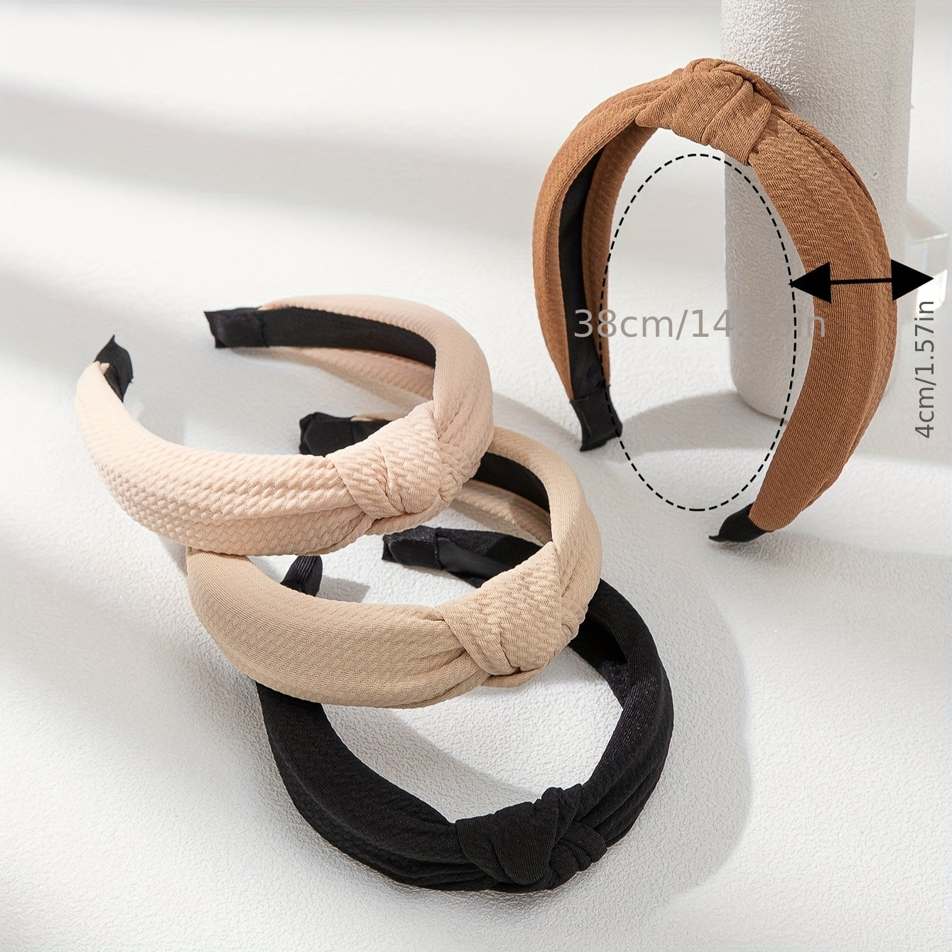 Ayollar uchun 4 ta to'liq rangli mato bilan bog'langan bosh bandlar to'plami, keng qirrali soch aksessuarlari