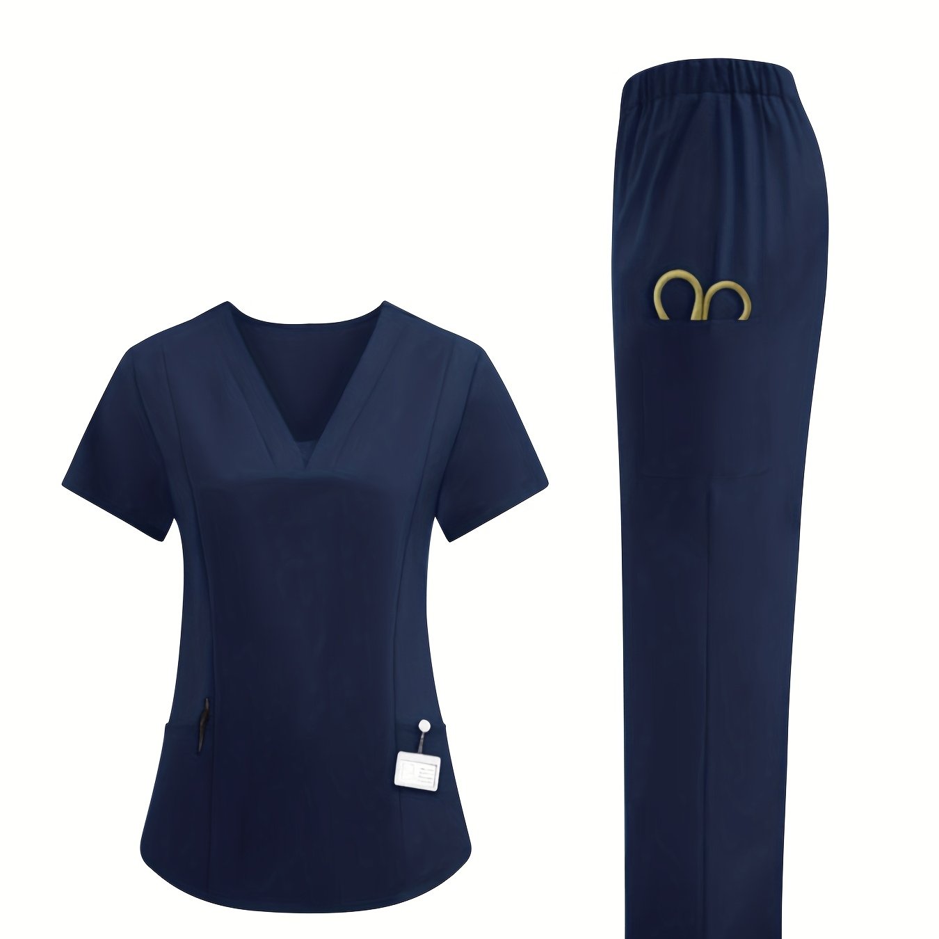 Women's Medical Wash Dress with V-Neck Short Sleeve Polyester for Operating Room