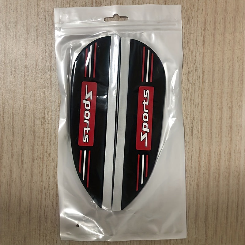 2pcs Car Mirror Rain Shields Durable PVC Black Red Stripe Sports Protector