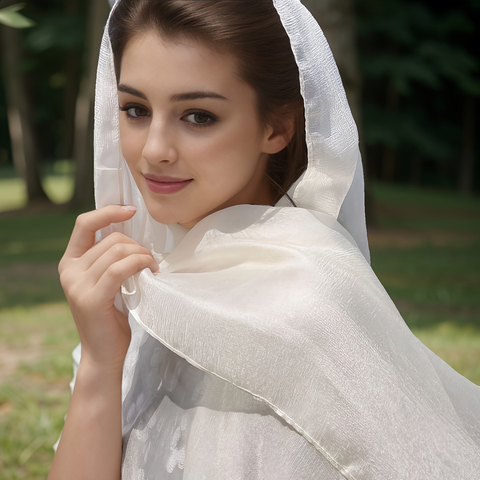 Light Chiffon Scarf Sun Protection Shawl for Beach Outdoor Activities Polyester 70g/m²