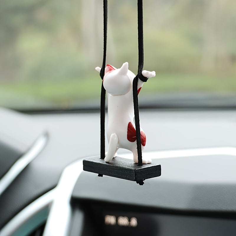 Chiroyli mushuk mashina taqilishi, raqsga tushayotgan mushuk bezaklari, ijodiy orqa ko'rinish oyna bezaklari