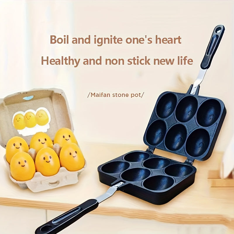 Double-sided egg waffle maker non-stick surface for home outdoor cooking