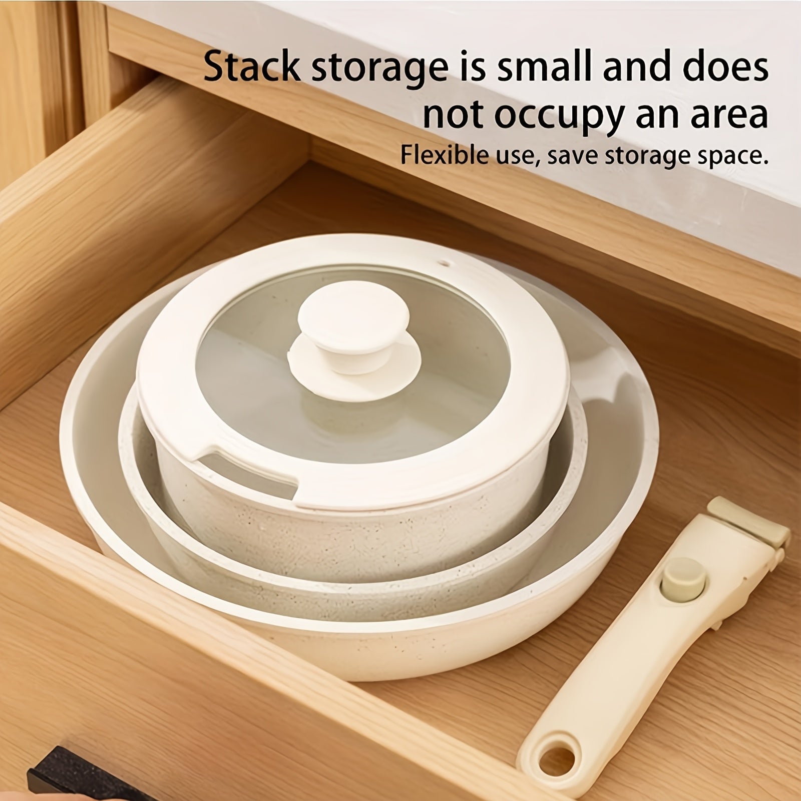 Набор посуды с антипригарным покрытием - включает 5 предметов с съемными ручками, изготовлен из алюминия для легкой очистки - идеально подходит для домашнего и ресторанного использования