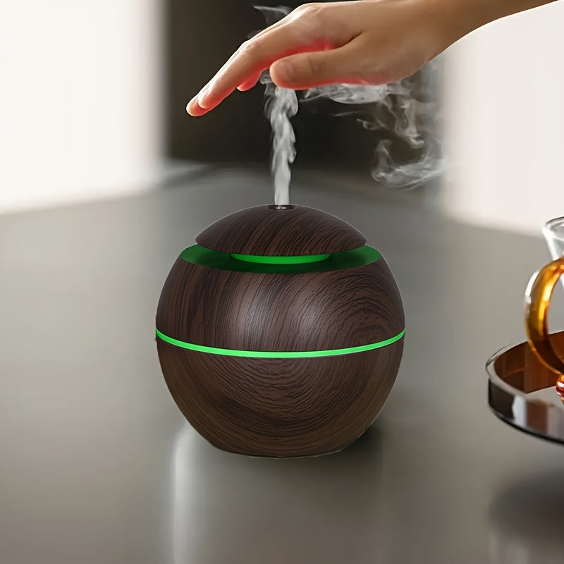 Wood Grain LED Humidifier with Essential Oil Diffuser Night Light USB Cold Mist for Office Home Bedroom